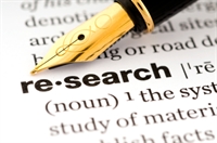 pen pointing at the word "research"