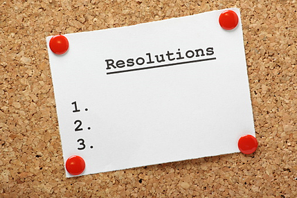 resolutions pinned to cork board