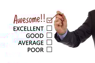 businessman marking awesome checkbox
