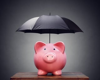 piggy bank with umbrella