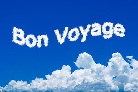 Bon Voyage written in clouds