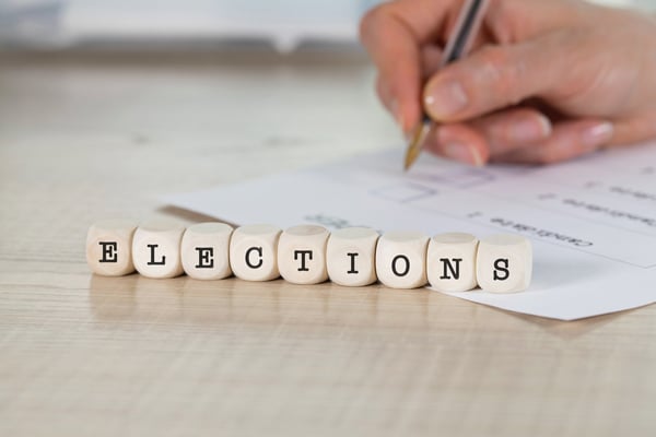 word elections on wooden letters